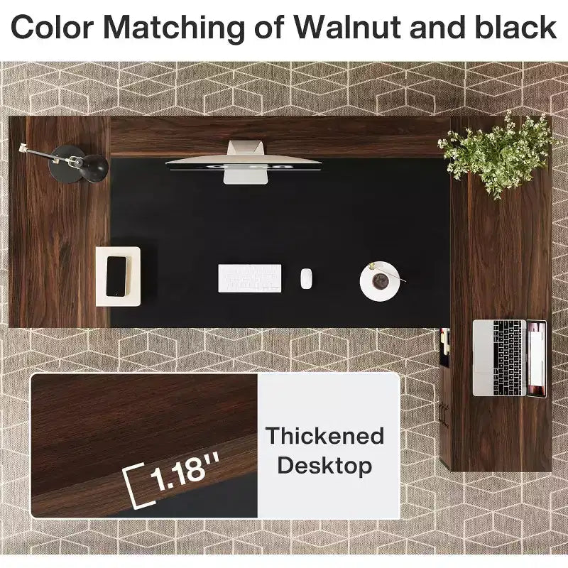Lantine Modern 78 L-förmiger Chefschreibtisch mit Schubladen und seitlichem Aktenschrank