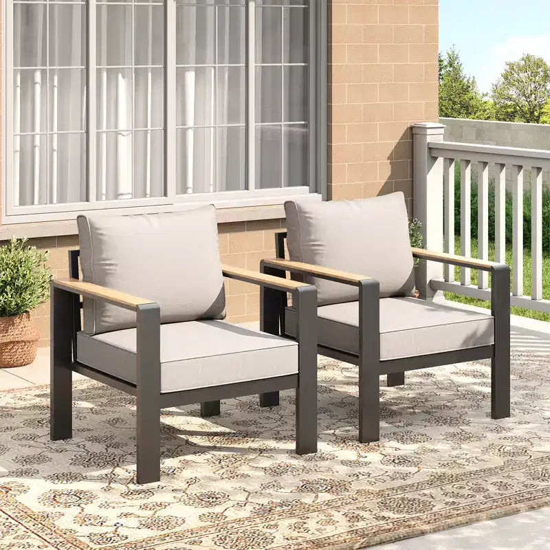 Aluminium-Terrassenmöbel-Set, Outdoor-Ecksofa mit 5 dicken Kissen, 4 Armlehnen & Couchtisch für Garten, Terrasse, Hinterhof