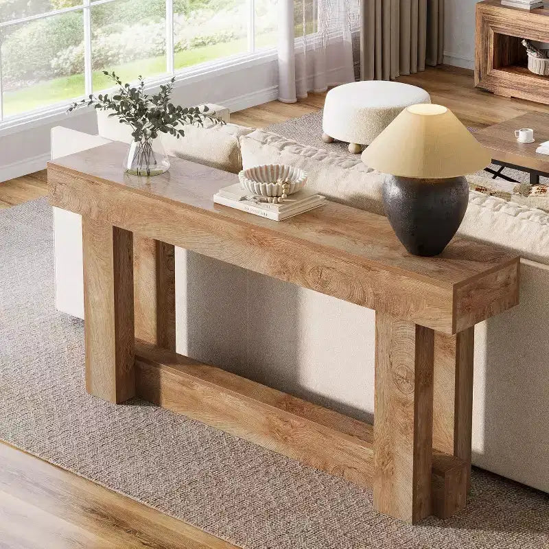62,99 Zoll Holz-Konsolentisch, schmaler langer 2-stufiger Farmhouse-Eingangstisch