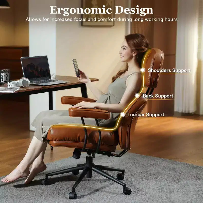 HOMLUX ergonomischer Chefsessel mit hoher Rückenlehne und Neigefunktion, komfortabler Lenden- und Nackenstütze