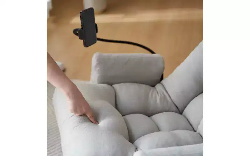 Gaming-Bodenstuhl, drehbarer Boden-Loungesessel mit Armlehnen & Handyhalterung, klappbarer Gaming-Loungesessel mit 5-stufiger Verstellbarkeit