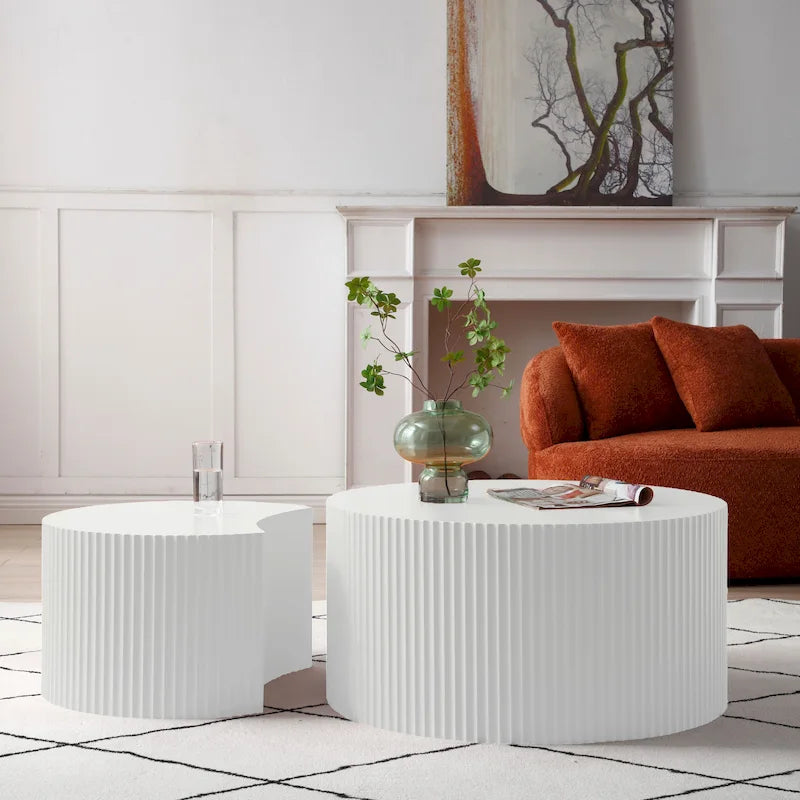 Modernes, glamouröses rundes Satztisch-Set für das Wohnzimmer (2-tlg.), nicht montiert