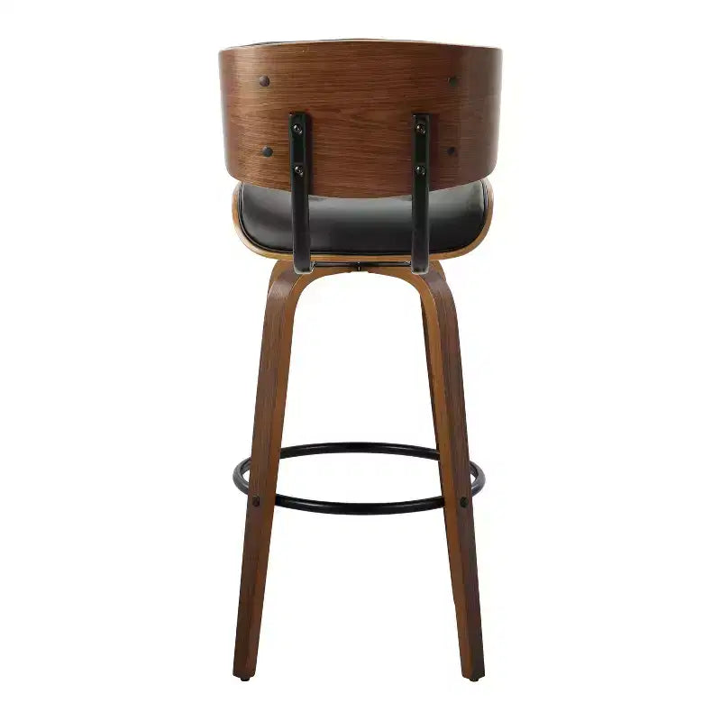 2er-Set Lombardi Barhocker Walnuss/Schwarz – LumiSource: Mid-Century, feste Höhe, gesteppt, 77,5 cm Sitzhöhe