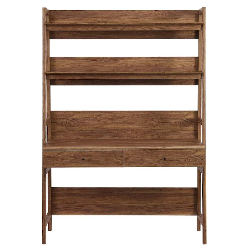Schreibtisch mit Bücherregal und Schubladen
