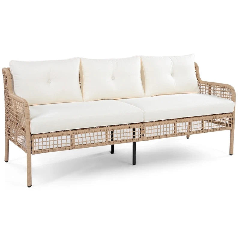 4-teiliges Outdoor-Rattangarniture-Set mit Drehstühlen und Couchtisch