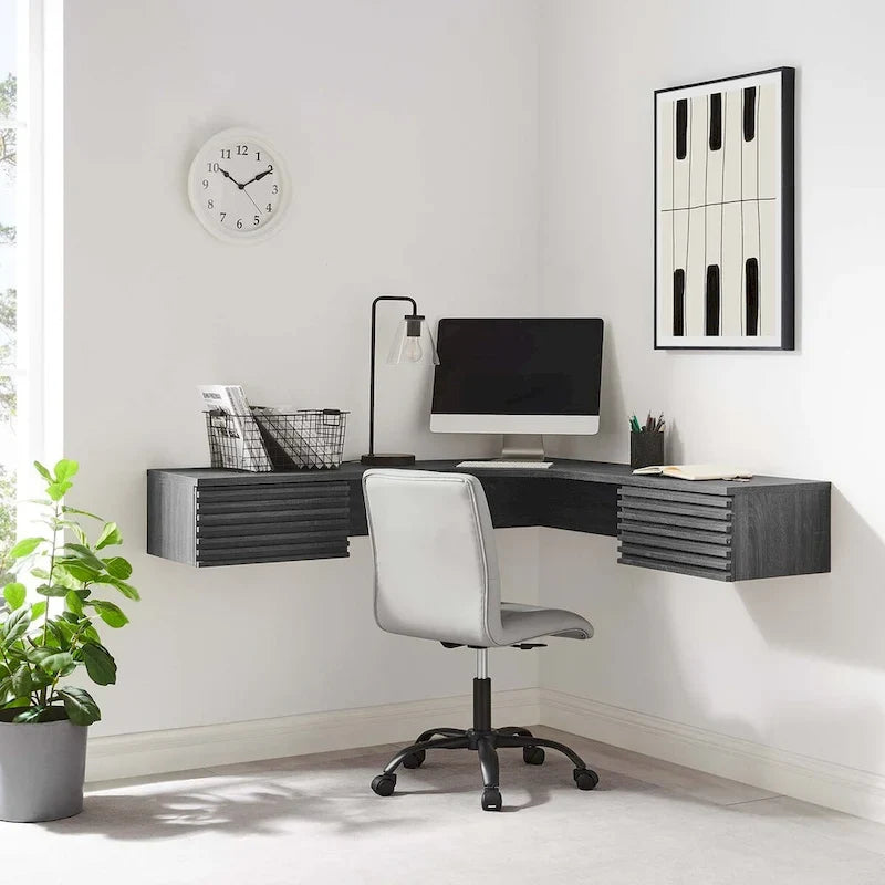 Render Wandmontierter Eckschreibtisch