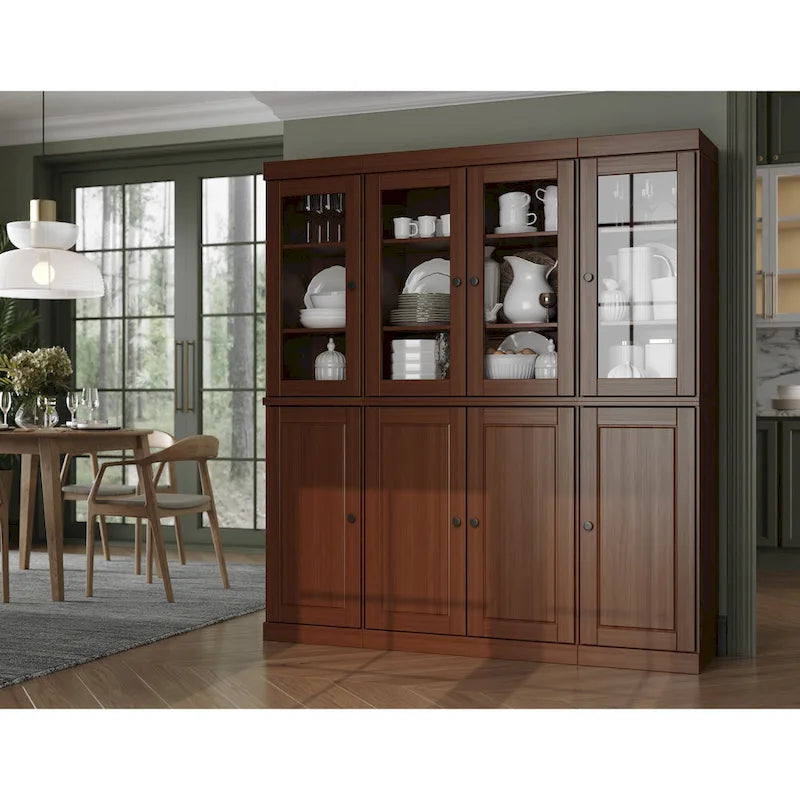 Küchenbuffet aus 100 % Massivholz mit Glas- oder Holztüren und 2-Schubladen-Set, 65 x 71,5