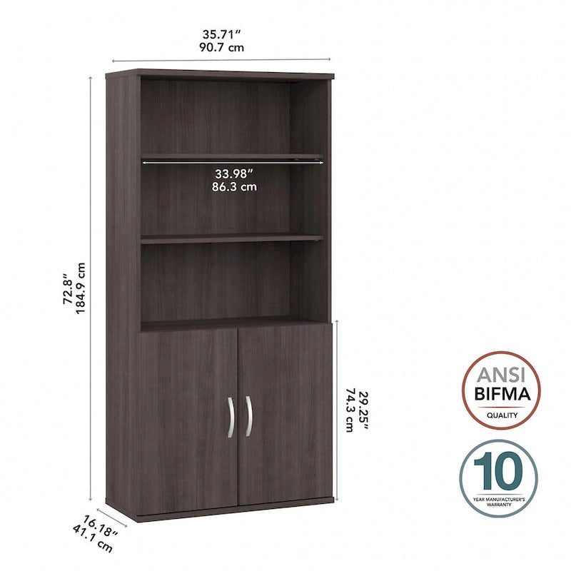 Hohes 5-stufiges Bücherregal mit Türen