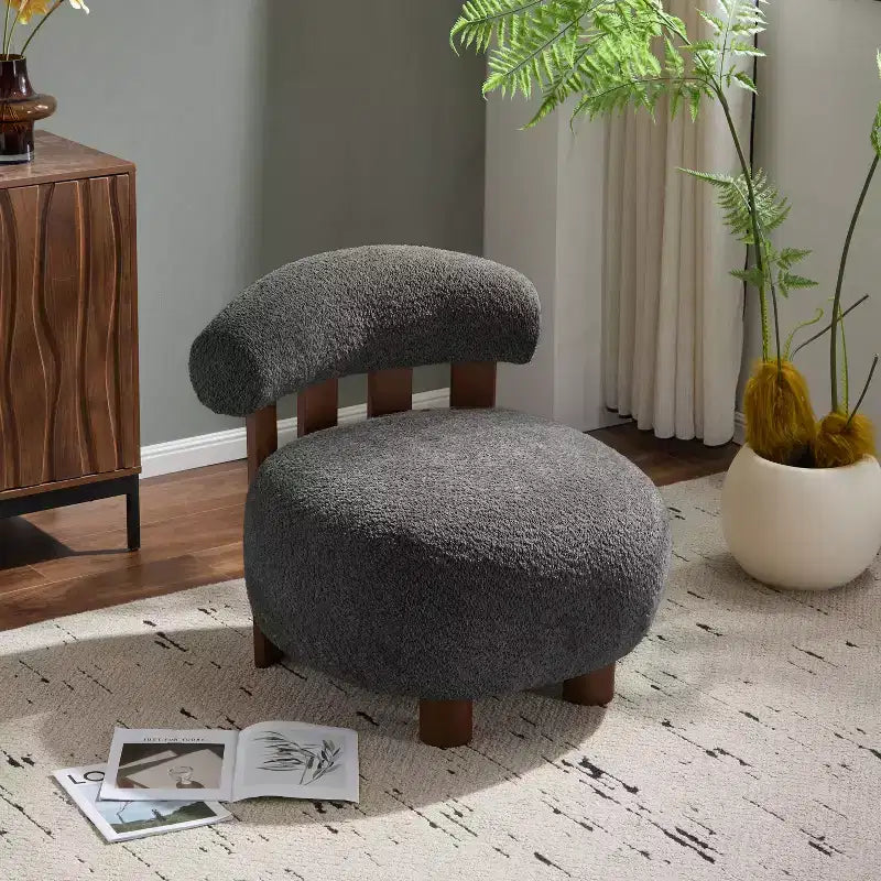Christopher Knight Home Gareth moderner Akzent-Slipper-Sessel aus Holz mit Bouclé-Polsterung