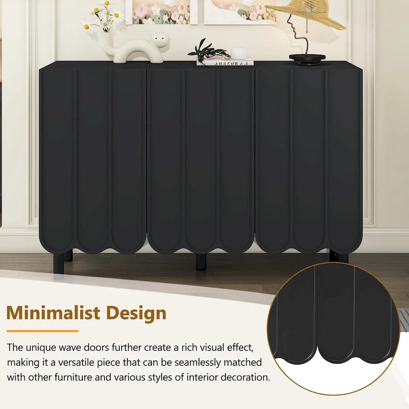 Minimalistischer Schuhschrank im Cream-Stil mit 5 Massivholzbeinen, Sideboard-Buffetschrank mit verstellbaren Einlegeböden