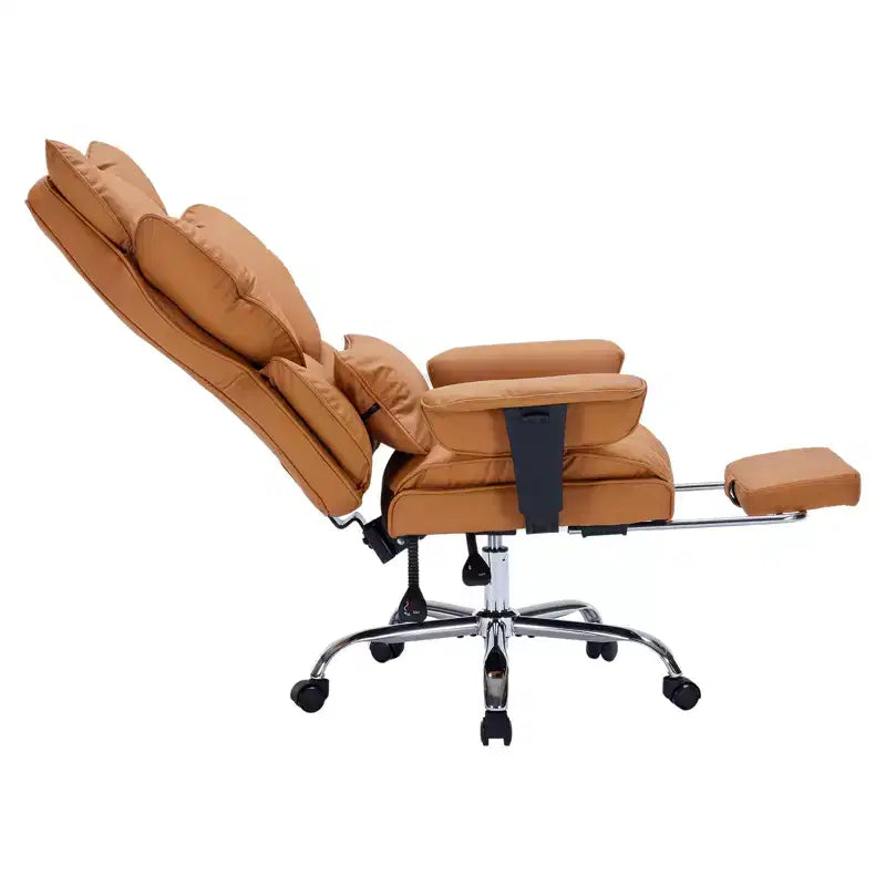 Großer Bürostuhl für große Personen mit Fußstütze, Gaming-Stuhl mit hoher Rückenlehne, Leder-Chefsessel, ergonomischer Schreibtischstuhl mit Lendenwirbelstütze