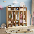 Garderoben-Organizer für Kinder mit 10 Fächern & Haken, 5-teiliges Aufbewahrungssystem für Klassenzimmer, Kinderzimmer, Flur oder Spielzimmer, Eiche Natur