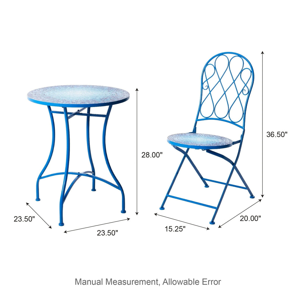Glitzhome Klappbares Bistro-Set aus Metall für den Außenbereich, 3-teilig, Terrassentisch und Stühle