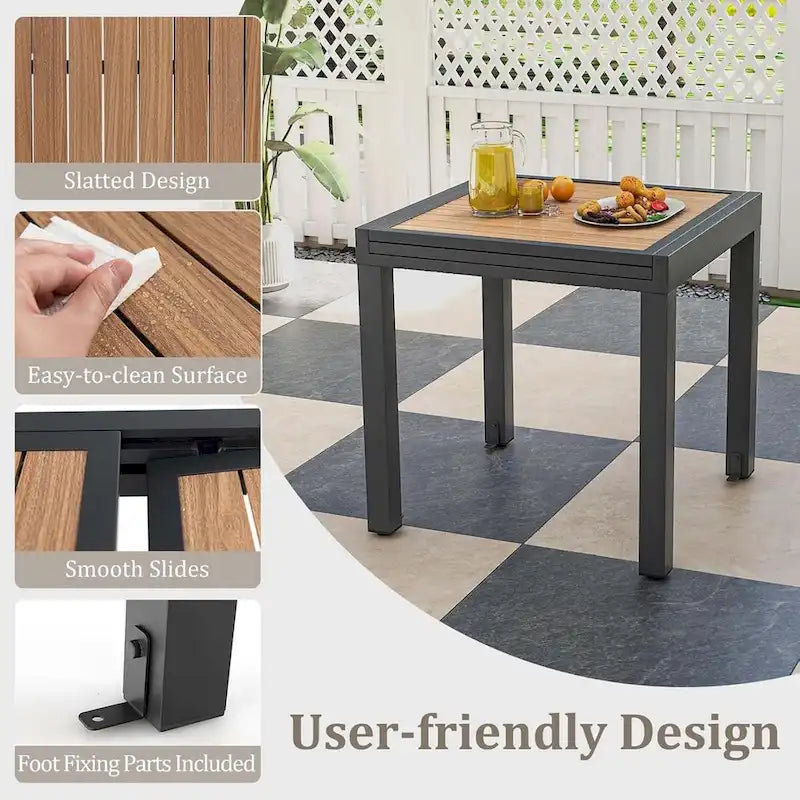 31,5–63 Outdoor-Terrassentisch, ausziehbar, L-förmige Stütze inklusive