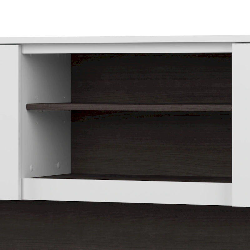 Bush Furniture Somerset 60 Zoll breiter L-förmiger Schreibtisch mit Aufsatzregal und Stauraum