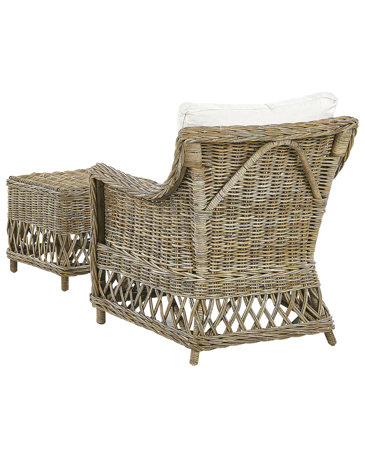 Gartenliege mit Fußstütze aus Naturrattan