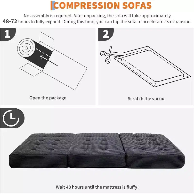 39x75 dreifach faltbares Memory Foam Schlafsofa, 6 getuftete Matratze