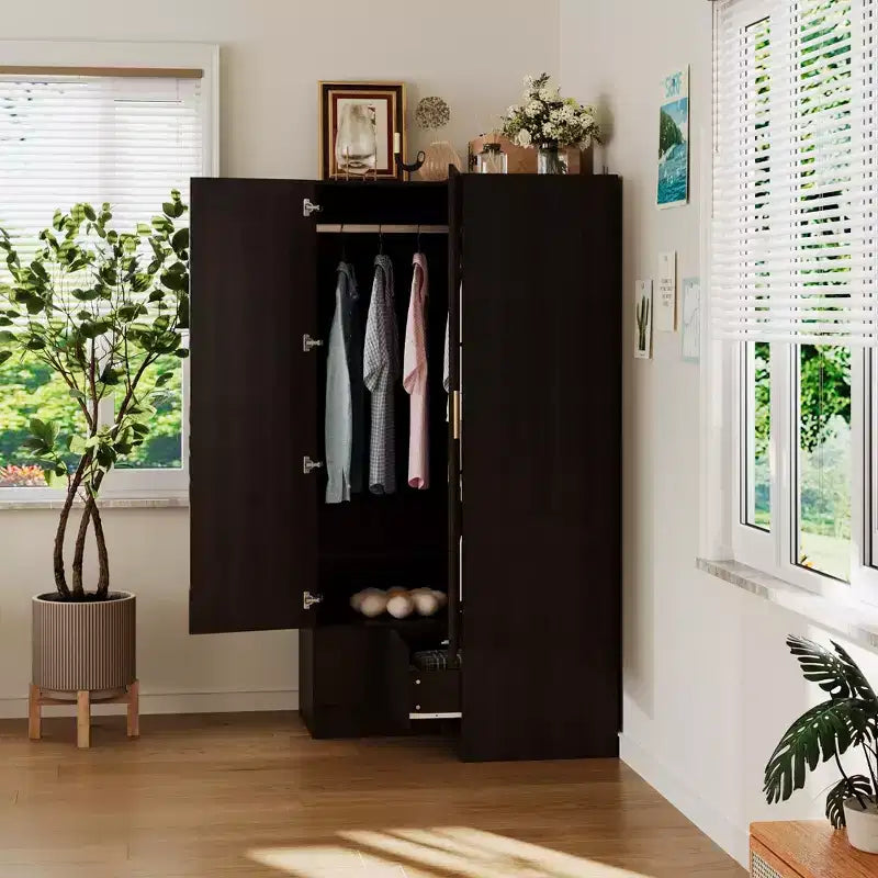 Hitow minimalistischer Eckkleiderschrank mit Doppeltür und Schubladendesign