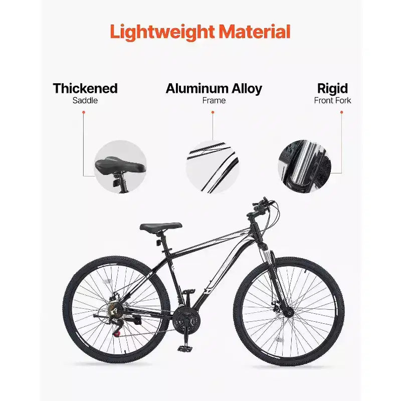 29-Zoll-Mountainbike mit Frontfederung, 21-Gang-Aluminiumrahmen mit doppelten Scheibenbremsen