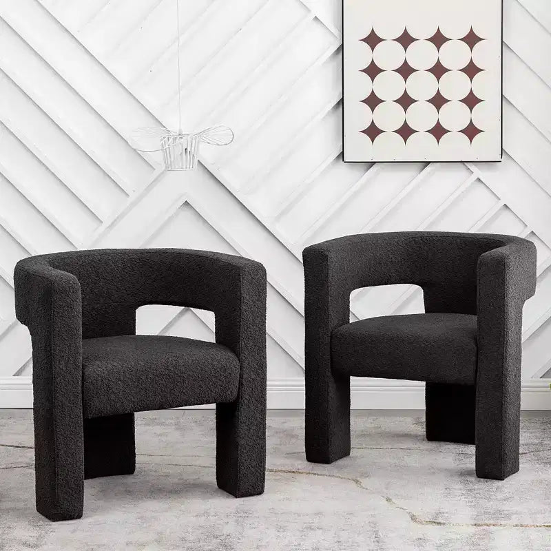 2er-Set 28 breite Polster-Sessel mit Bouclé-Bezug – Kinwell