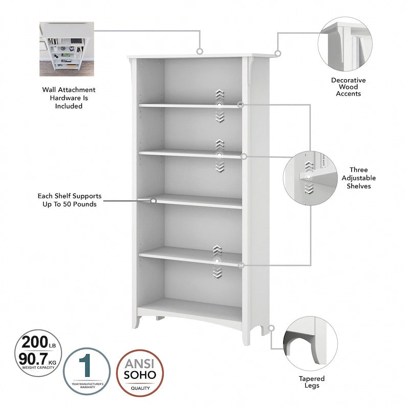 Salinas hohes Bücherregal mit 5 Ablagefächern (2er-Set) von Bush Furniture