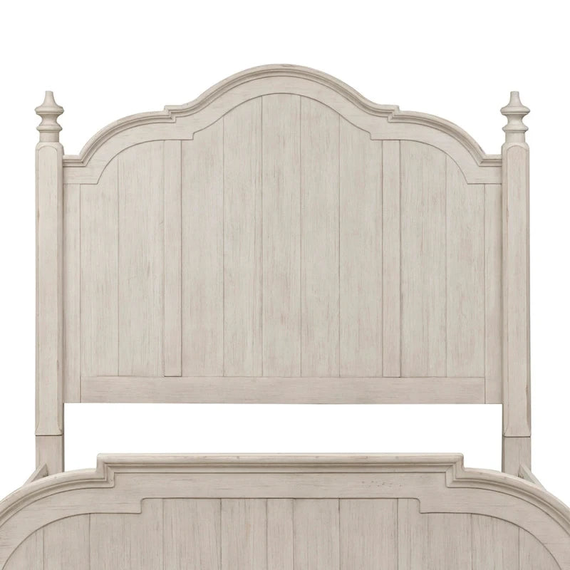Farmhouse Cottage Queen-Posterbett – Antikweiß mit kastanienbraunen Abdeckplatten
