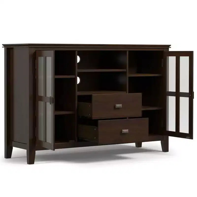 Stratford Hoher TV-Ständer aus Massivholz für TVs bis zu 55 Zoll – WyndenHall