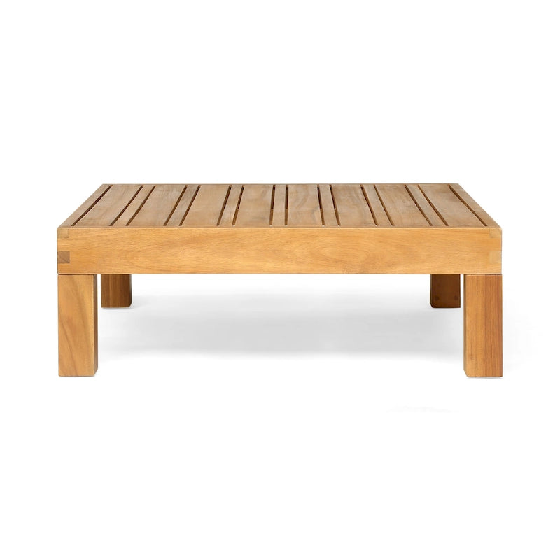 Oana Gartenmöbel-Set aus Akazienholz mit linkem Armteil, bestehend aus 2-Sitzer-Sofa und Couchtisch, inklusive Sitzkissen, von Christopher Knight Home