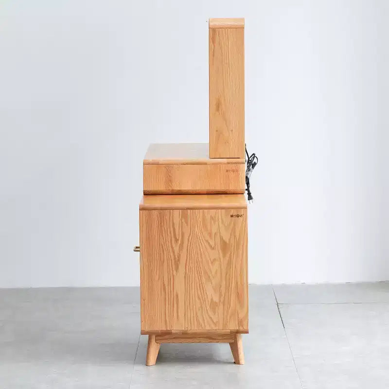GDFStudio Crichton moderner Schminktisch aus massiver Eiche mit 4 Schubladen und Ablageflächen