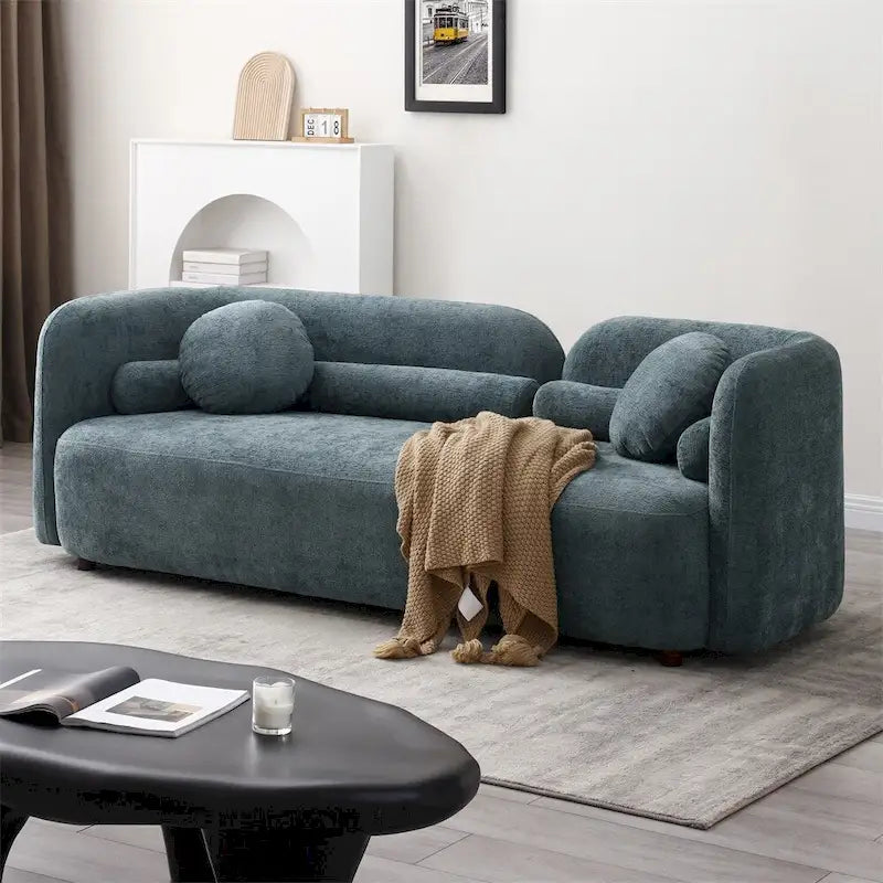 Modernes, bequemes 3-Sitzer-Sofa mit Samtbezug und Füßen