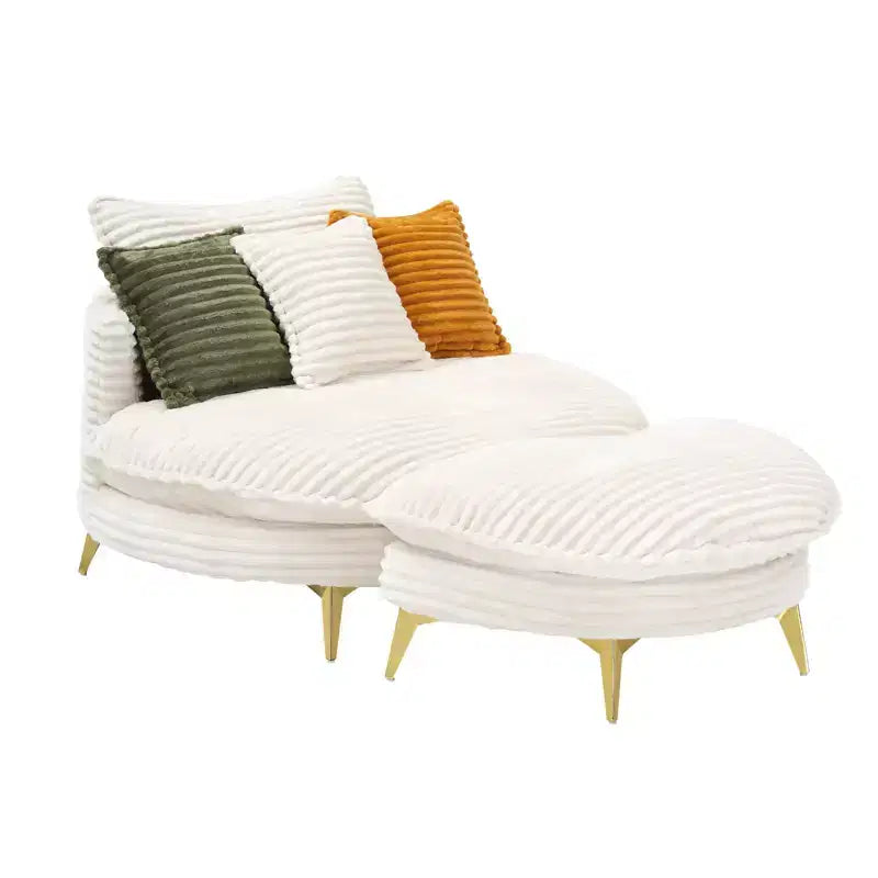 Moderner Sessel mit Hocker, gepolstertes extragroßes Einzelsessel-Sofa, tiefer Lounge-Sessel mit Fußstütze für Schlafzimmer, Wohnzimmer und Büro