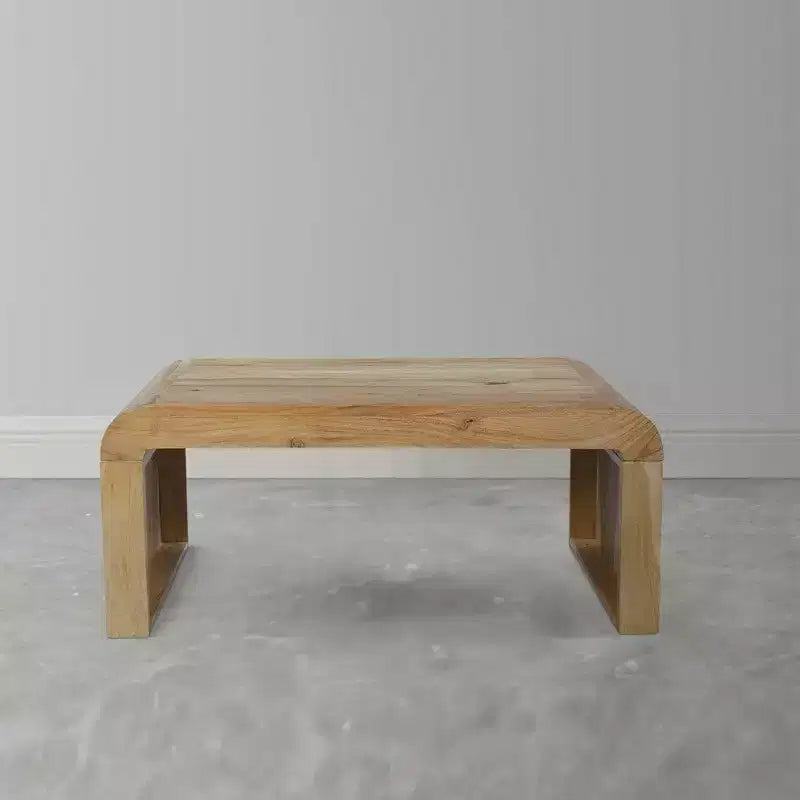 Royal Hampton Couchtisch, handgefertigt aus natürlichem Akazienholz, rechteckig, abgerundete Wasserfall-Tischplatte, 91 cm