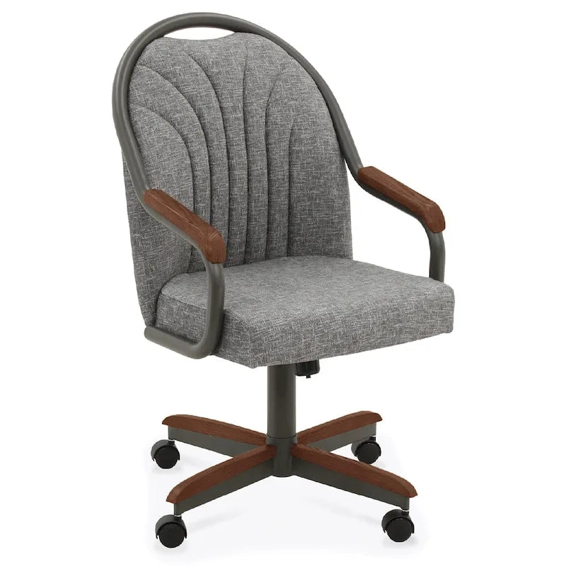 Chromcraft Douglas Esszimmerstühle mit Rollen in Kastanienbraun, graues Finish (2er-Set)