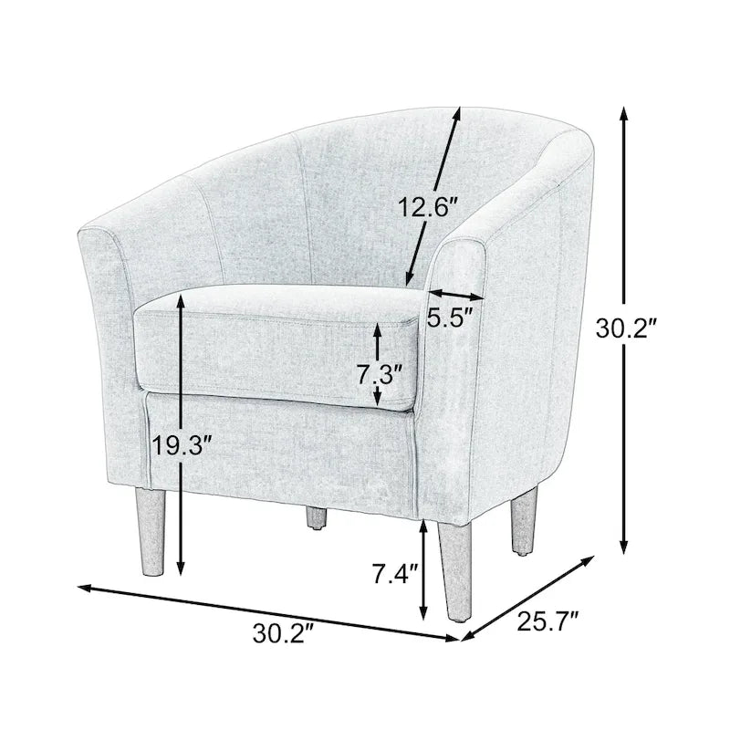 Moderner Loungesessel in Fassform, gemütlicher Armlehnstuhl, Clubsessel