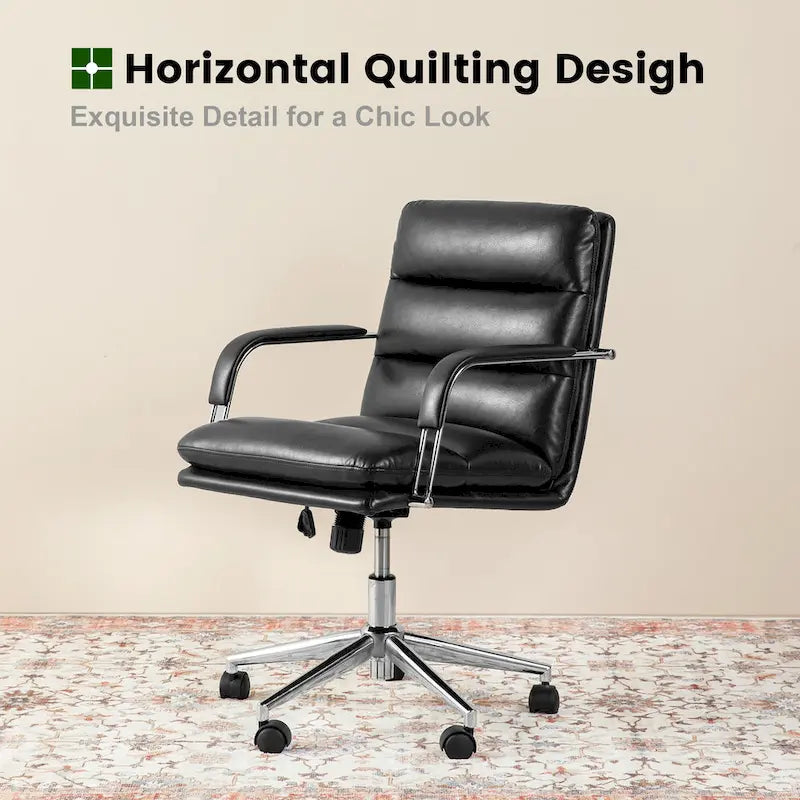 Glitzhome höhenverstellbarer, drehbarer Bürostuhl aus Kunstleder mit Armlehnen und ergonomischem Design