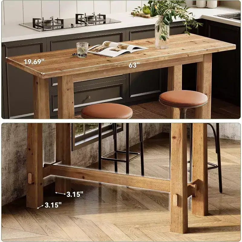 63-Zoll-Stehtisch aus Massivholz für Küche, Café oder Restaurant