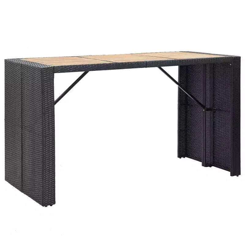 vidaXL Terrassenbar-Set 7-teilig Outdoor-Bartisch und Barstühle aus schwarzem Poly Rattan