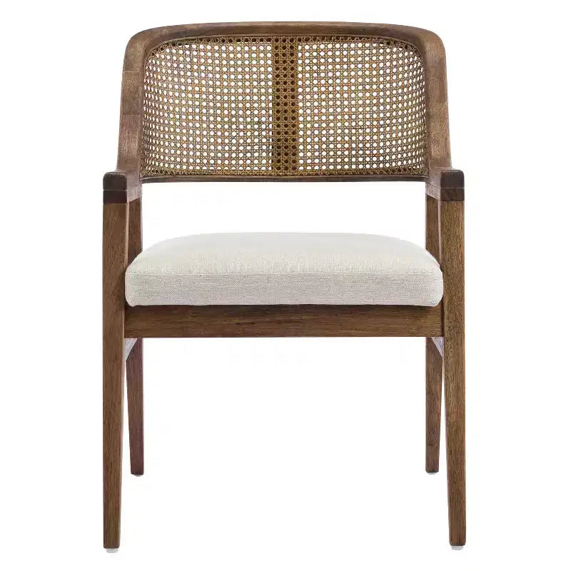 Christopher Knight Home Bennett Mid-Century Modern Essgruppe aus Holz, 5-teilig, ausziehbarer Tisch und 4 gepolsterte Stühle mit Rohrgeflecht-Rückenlehne