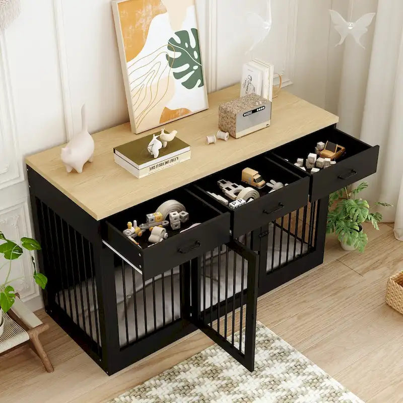 Moderne Hundebox für große Hunde mit Staufächern – elegantes Espresso-Finish