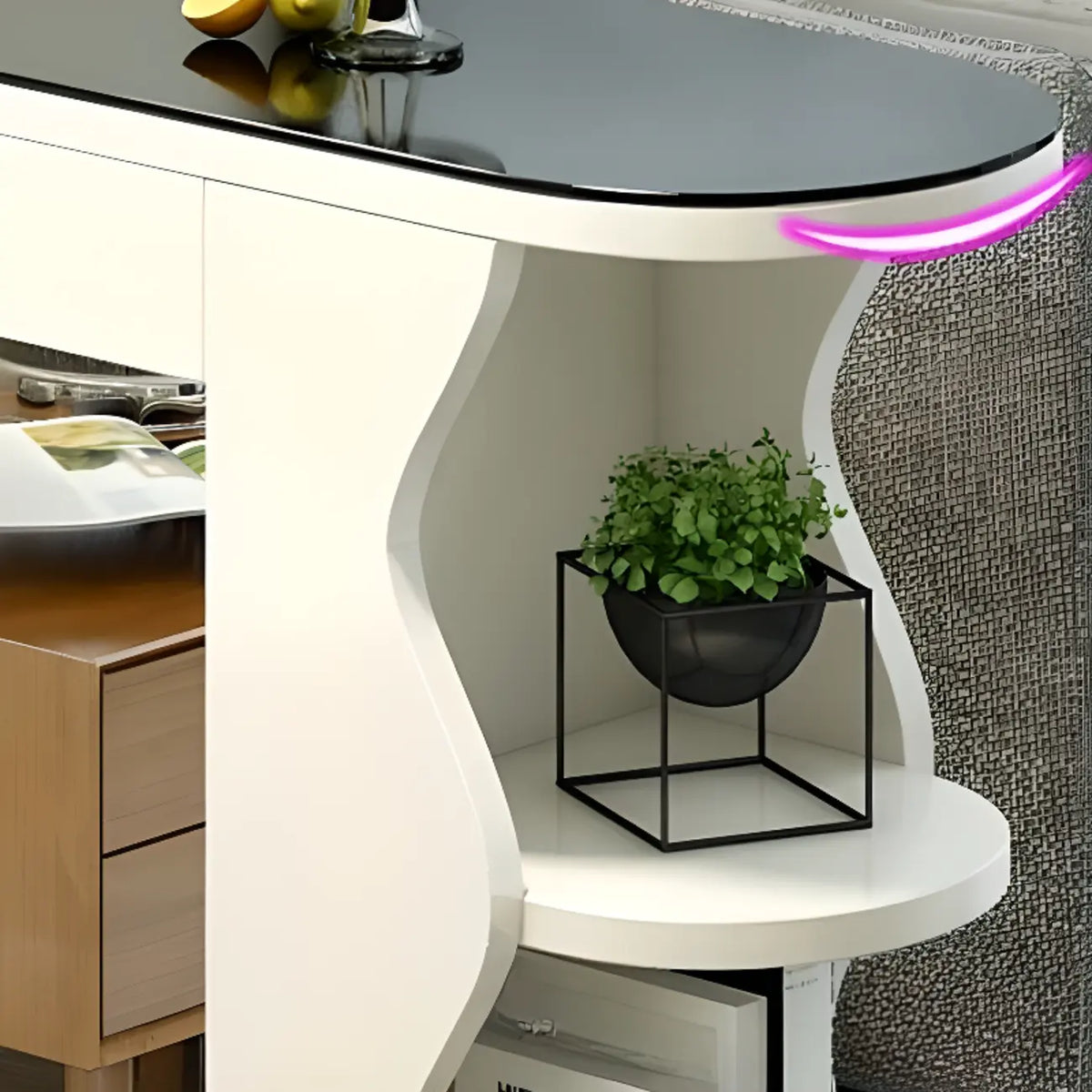Moderne asymmetrische Bar-Tische aus schwarz-weißem Holz