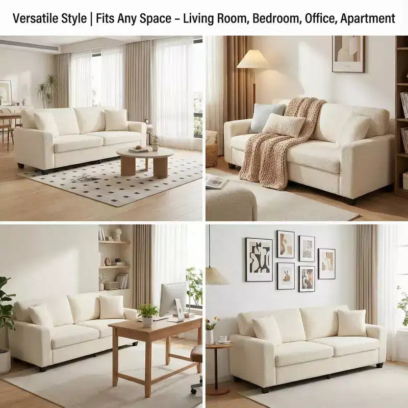 83W Modernes 3-Sitzer-Sofa mit tiefer Sitzfläche, weichem Stoff, breiter Armlehne, abnehmbarem, waschbarem Kissenbezug