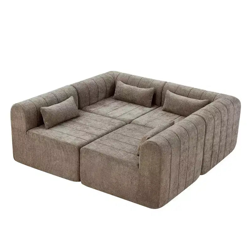 145.5 Modernes, wandelbares Ecksofa, Polster-Ecksofa für 4 Personen mit Schaumstoffkern, L-förmiges Wohnzimmer-Sofa-Panipeachy