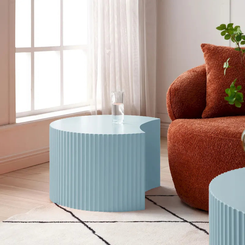 Modernes, glamouröses rundes Satztisch-Set für das Wohnzimmer (2-tlg.), nicht montiert