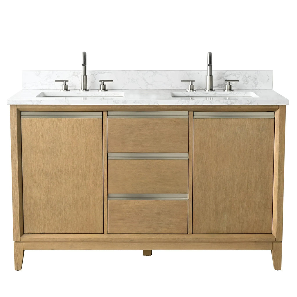Vanity Art Badezimmerschrank mit Keramikwaschbecken und Platte aus technischem Marmor