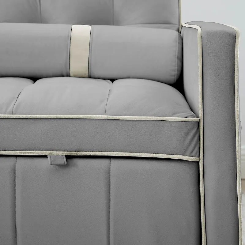 Multifunktionales Samt-Schlafsofa mit Ausziehfunktion, verstellbarer Rückenlehne und Kissen – k. A.