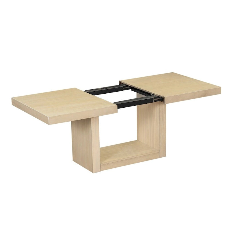 Zeitgenössisches 6-teiliges ausziehbares Säulen-Esszimmertisch-Set (198 cm)
