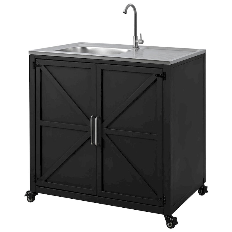 Mobile Outdoor-Spüle, modulare Terrassen-Spülstation mit Schrank