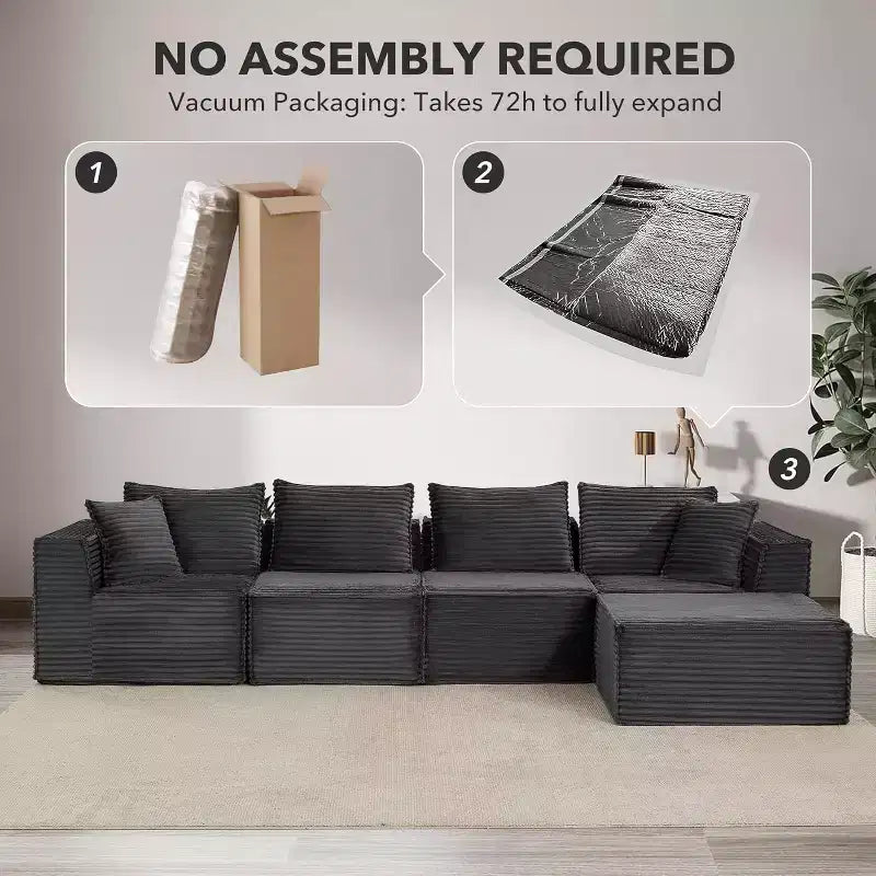107/ 137 modulares Cloud-Sofa-Element, tiefes, rahmenloses Sofa, wandelbares, bequemes Bodensofa mit Hockern und Memory-Schaumstoff