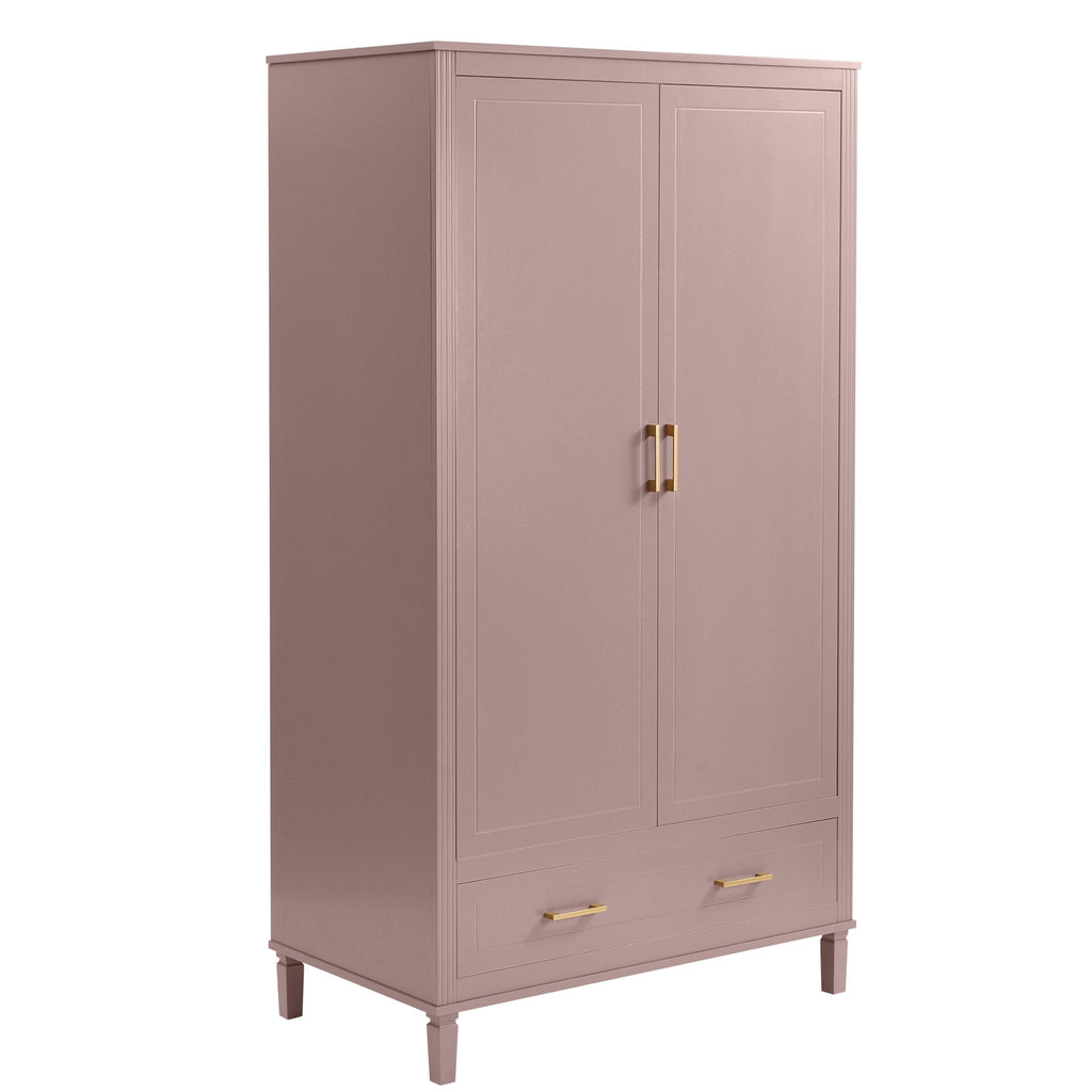 2-Tür-Kleiderschrank mit Schublade – Altrosa