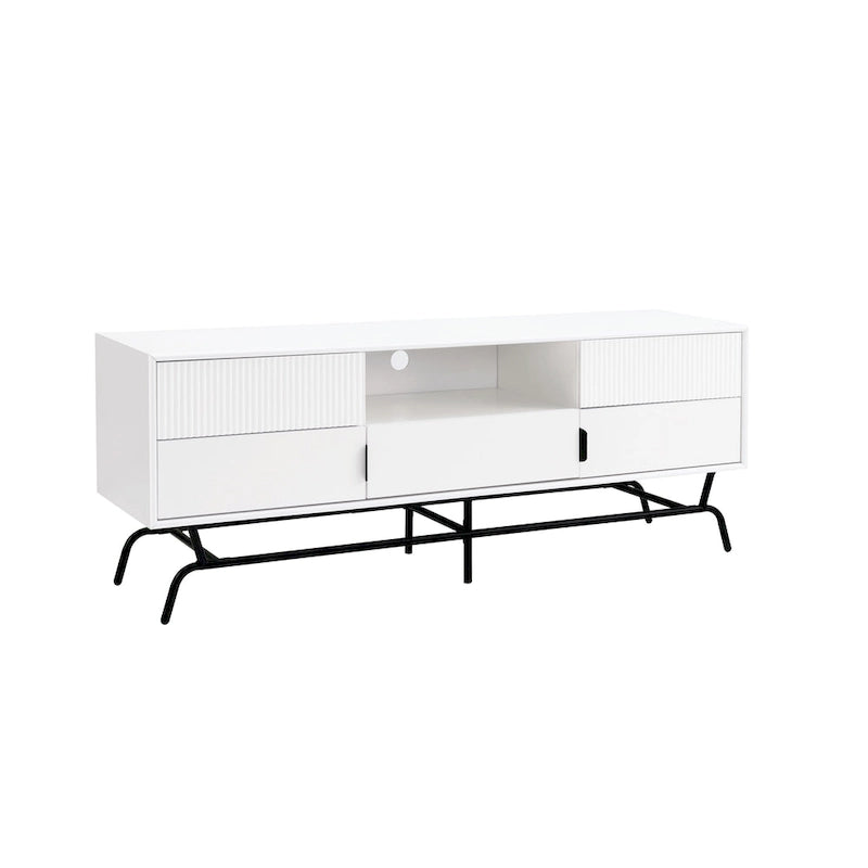 DH BASIC Modern 60-Zoll-TV-Lowboard mit 3 Schubladen und Kabeldurchführung von Denhour